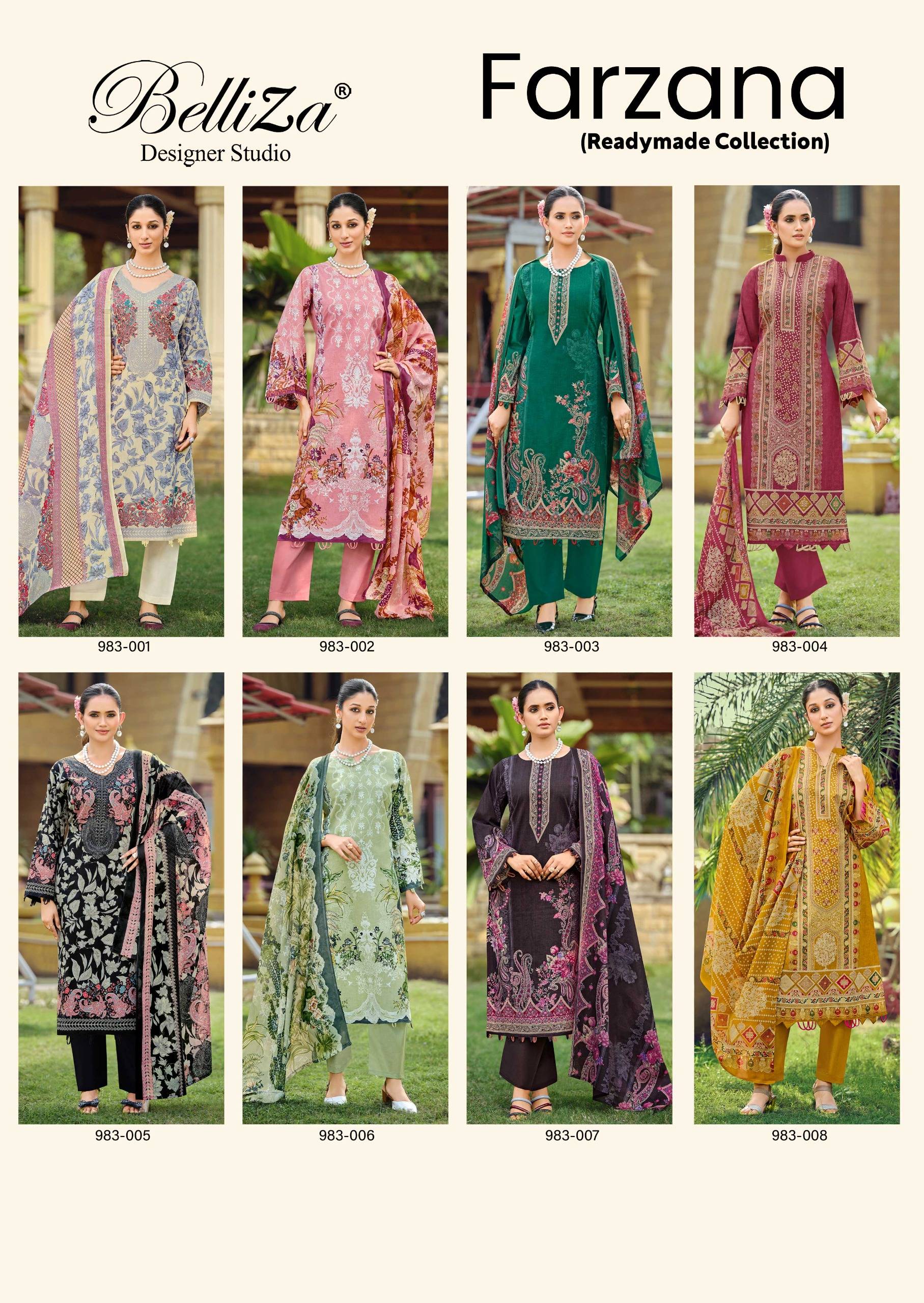 FARZANA by BelliZa DesigNer 981-001 TO 981-006 SERIES Pakistani Stylish Embroidered Pure Cotton READYMADE COLLECTION At Wholesale Price